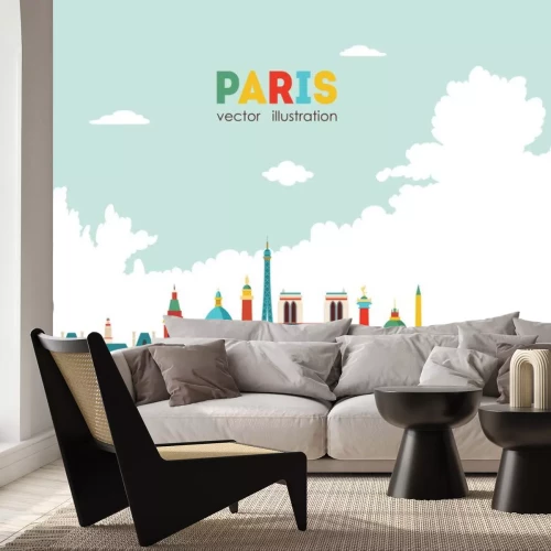 Sticker Skyline von Paris Vektor-Illustration - Stock Vektor