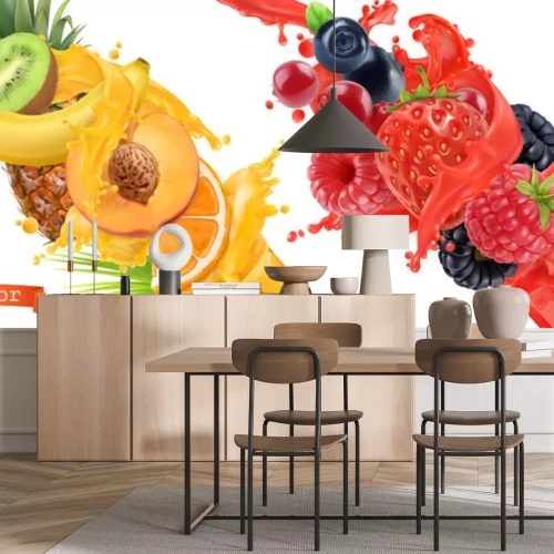 Sticker Nach Farben gesammelte Früchte in zwei Strömen