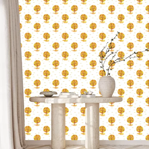 Tapete Nahtlose Muster mit abstrakten Mosaik Herbst Bäume. Vector Aquarell Herbst Wald Hintergrund.