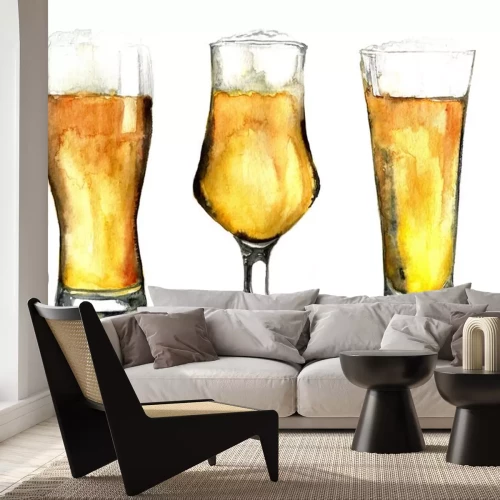 Sticker Bier in verschiedenen Gefäßen