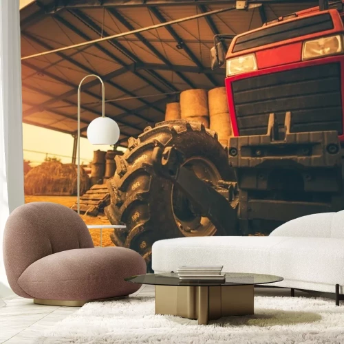 Fototapete 3d-Traktor in der Scheune