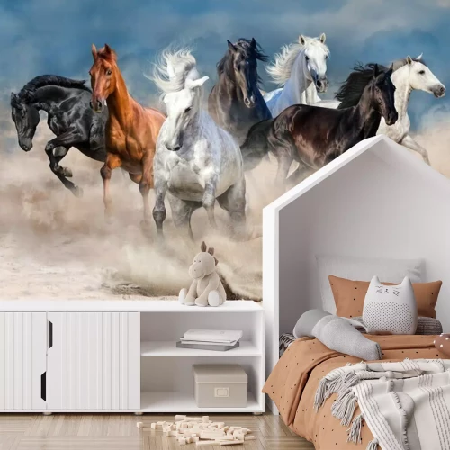 Fototapete Pferde galoppieren in der Wüste