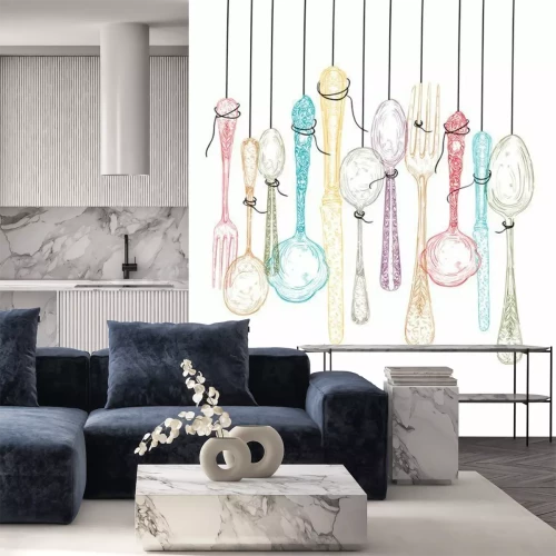 Fototapete Besteck im Retro-Stil