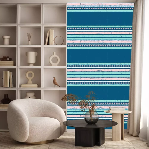 Tapete Rosa-blaues Muster mit Streifen und Punkten