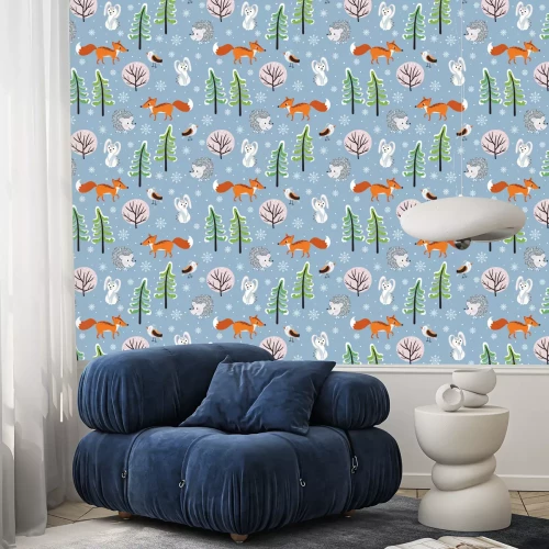 Tapete Tiere und ein Winterwald für Kinder