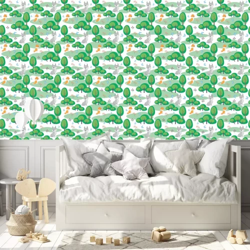 Tapete Tiere im Märchenwald für Kinder