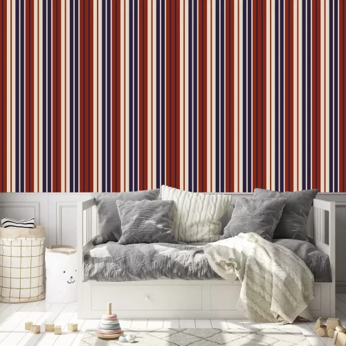 Tapete Muster mit vertikal angeordneten Streifen mit Rot