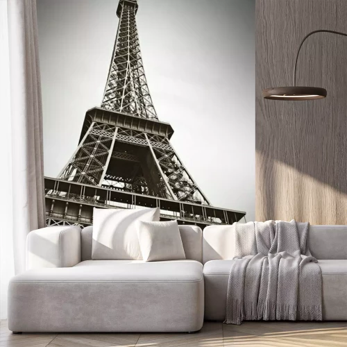 Fototapete Schwarz-weiße Abbildung des Eiffelturms