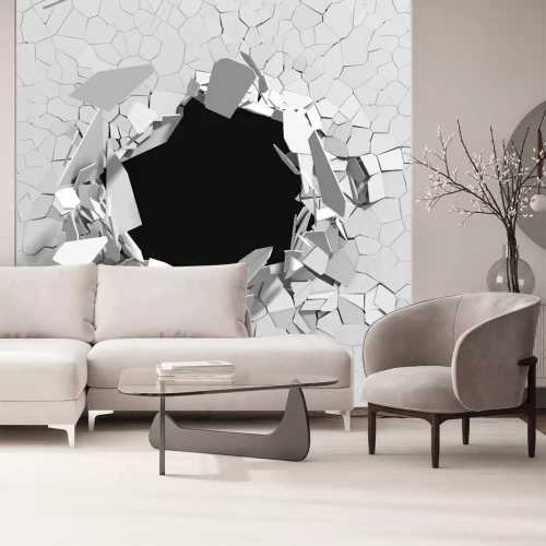 Fototapete Rissige Wand mit 3D-Loch