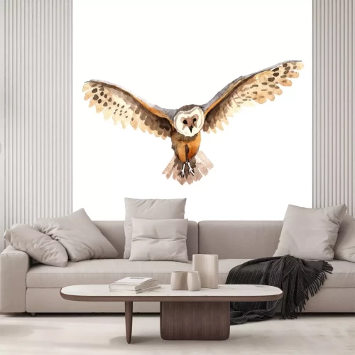 Sticker Himmel Vogel Eule in einer Wildnis von Vektor-Stil isoliert. Wilde Freiheit, Vogel mit fliegenden Flügeln. Aquarell Vogel für Hintergrund, Textur, Muster, Rahmen, Grenze oder Tattoo.