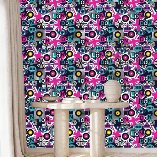 Tapete London musikalische Pop-Art nahtlose Muster