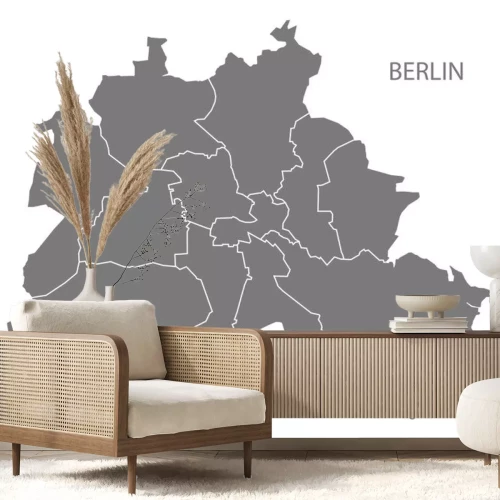 Sticker Berliner Stadtplan mit Stadtbezirk Grau Illustration Silhouette Form