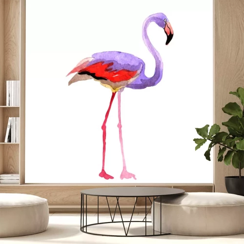 Sticker Flamingo auf einer Aquarellillustration
