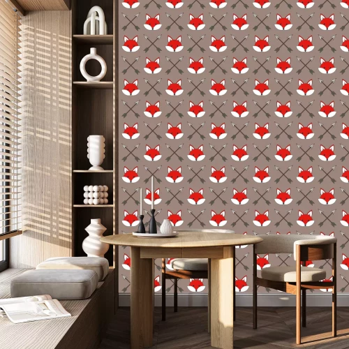 Tapete Gesichter von Füchsen und Pfeile