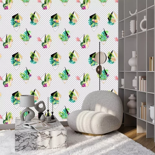 Tapete Aquarell exotischen abstrakten Terrarium Pflanzen nahtlose Muster.