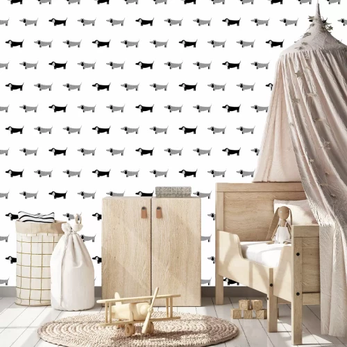 Tapete Schwarz-weiße gemusterte Hunde