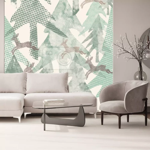 Fototapete Waldmotiv mit Hirschkalb