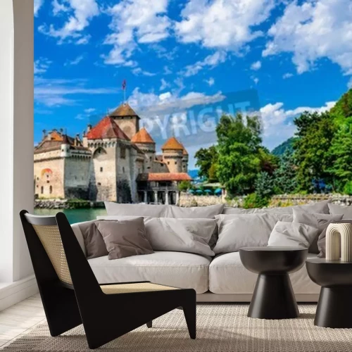 Fototapete Schloss am schweizerischen See