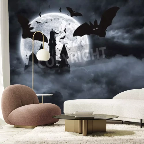 Fototapete Schloss von Dracula bei Vollmond