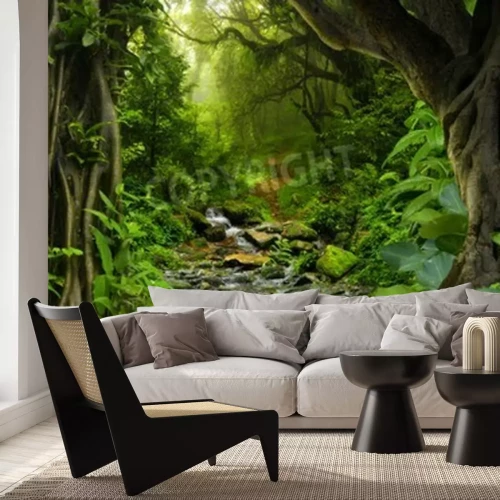 Fototapete Kleiner Fluss im Dschungel