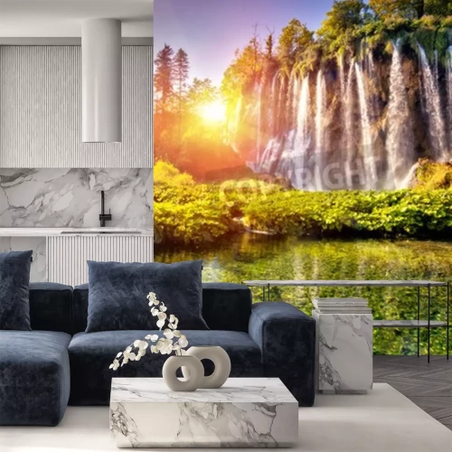 Fototapete Tropen mit Wasserfall