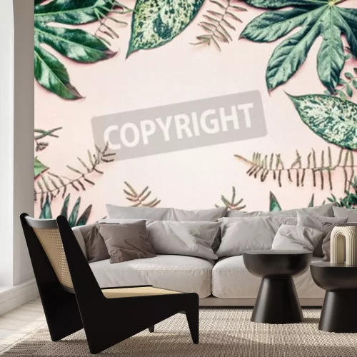 Fototapete Rahmen aus grünen Blättern