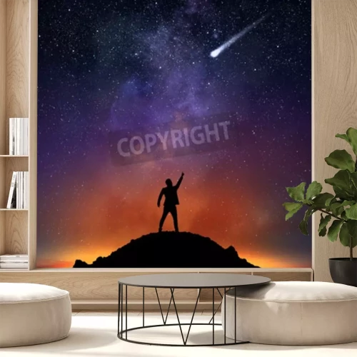 Fototapete Mensch und fallender Stern