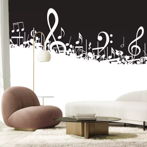 Sticker Schwarz-weiße Grafik mit Noten