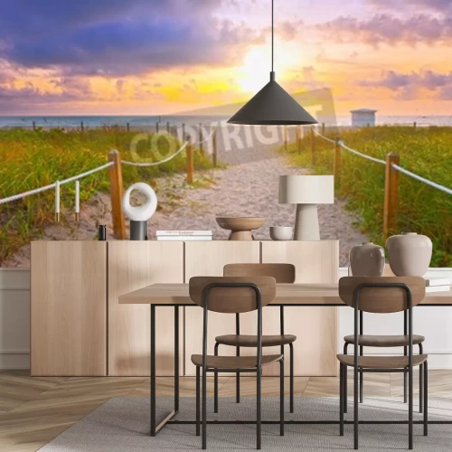 Fototapete Sonnenaufgang und Strandeingang