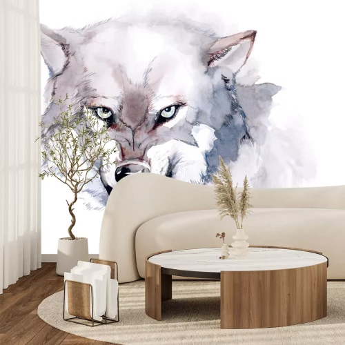 Sticker Illustration eines Wolfes in Aquarell