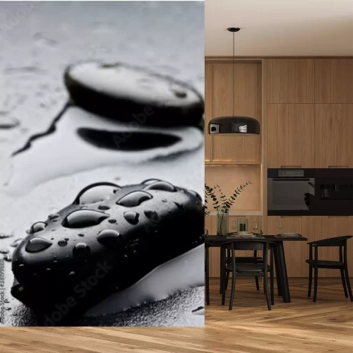 Sticker schwarzen Stein mit Wassertropfen