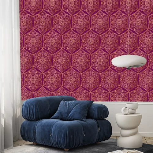 Tapete Bordeauxrotes orientalisches Muster mit Mandalas