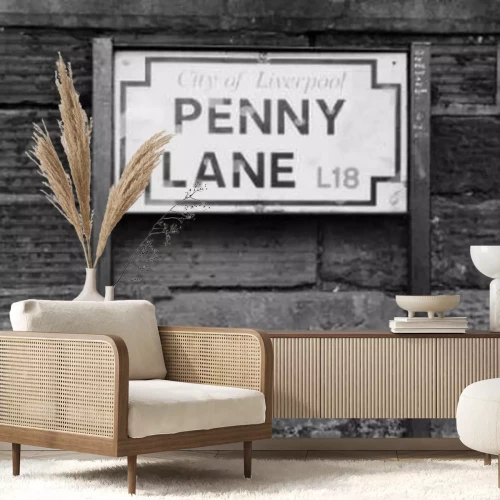 Fototapete Ein Schild in Liverpool Penny Lane