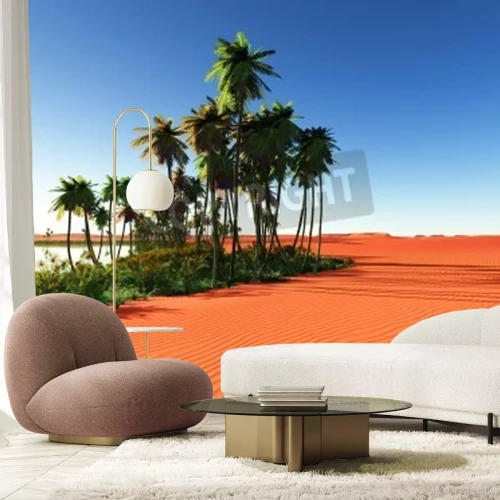 Fototapete Oase in afrikanischer Wüste