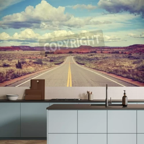 Fototapete Weg durch die Wüste Vintage