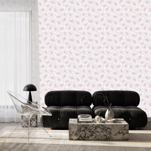 Tapete Pastellfarbene Rosen ?berlappende Blumen