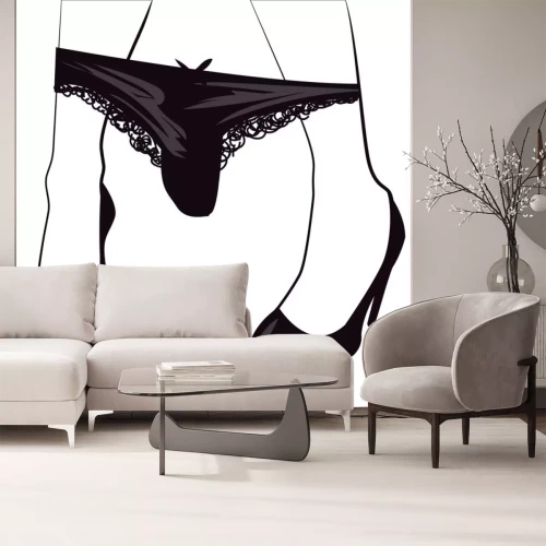 Sticker Vektor-Illustration eines Mädchens mit heruntergefallenen Höschen