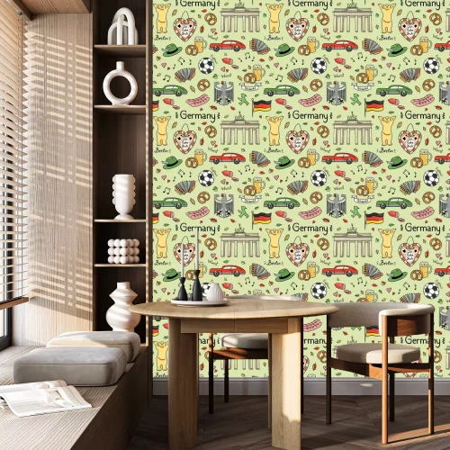 Tapete Deutschland Symbole Vektor nahtlose Muster. Farbe Hintergrund mit niedlichen Hand gezeichnet Deutschland Elemente