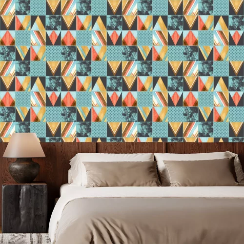 Tapete Geometrisches Muster mit Aquarell-Formen