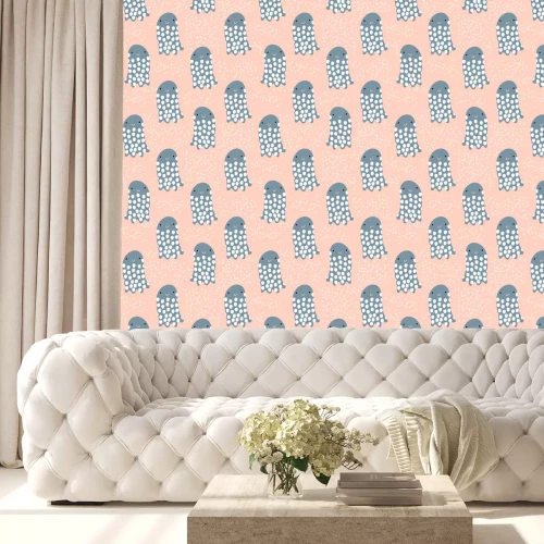 Tapete Nahtlose Muster mit Meer Tier Gelee Fisch, Fisch. Undersea Kindliche Textur für Stoff, Textil. Vektor Hintergrund