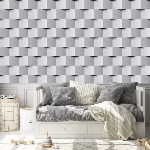 Tapete Weiße geometrische Textur 3D