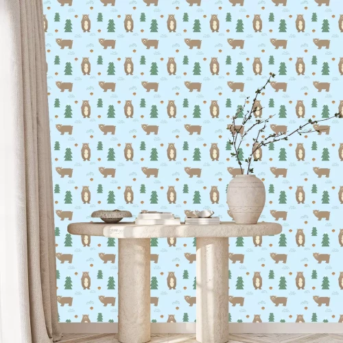 Tapete Nahtlose Hintergrund mit süßen Bären. Cartoon-Stil.