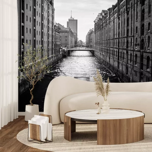 Fototapete Hamburg schwarz-weiß