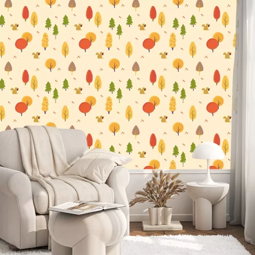 Tapete Eichhörnchen im Herbstwald