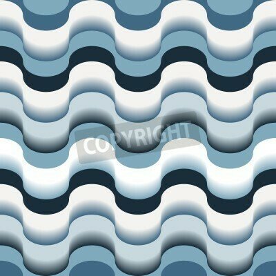 Fototapete Blaue Wellen 3D