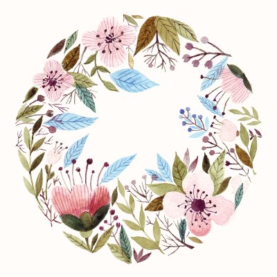 Bild Florales Muster auf weißem Hintergrund