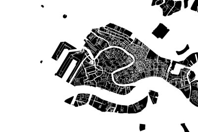 Fototapete Minimalistische Vektorkarte von Venedig in Schwarz-Weiß