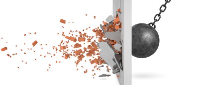 Fototapete Kugel in Ziegelmauer