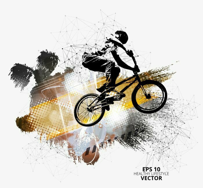 Fototapete Ein moderner abstrakter Fahrradsprung