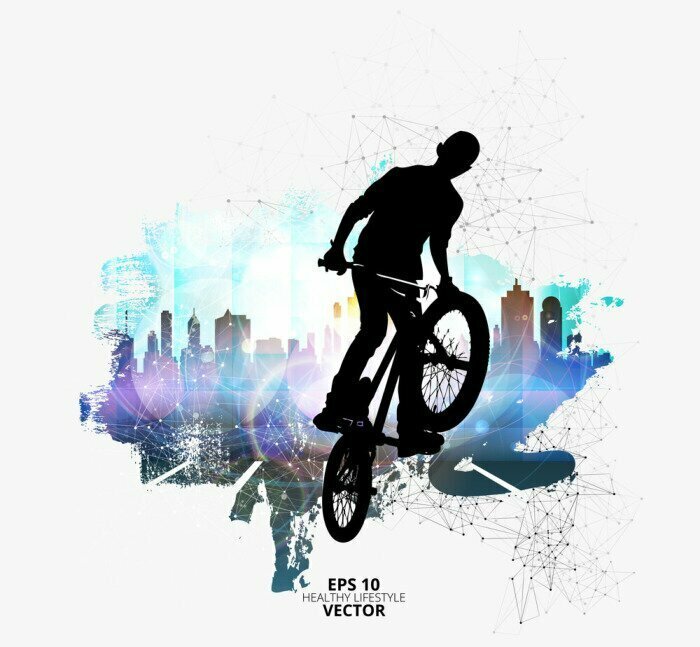 Sticker Junger männlicher Fahrradpullover.  Gesunder Lebensstil.